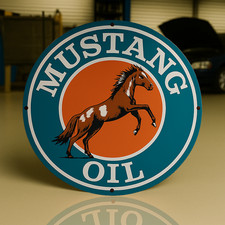 Vintage Mustang Oil  Round Retro Gasoline  Heay Metal Sign -  19.7