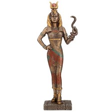 Veronese Design Egyptian Goddess Hathor Holding a Cobra Statue, Bronze picture