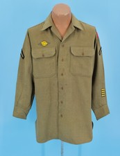 VTG 1940s WWII US Army Uniform Shirt Sz 15 32 40s WW2 6th Army Patch picture