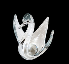 Swan Glass Dish Clear  Open Wings Sweden Granna Glass Label picture