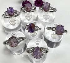 Wholesale Lot 6 Pcs Natural Auralite 23 Ring Crystal Healing Energy picture