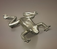 RARE Pewter COOKIES  09/10  Signed  METAL FROG FIGURINE  Silver Tone Vintage picture