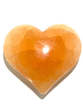 XL Selenite Crystal Heart Polished Palm Stone Peach Worry Stone Reiki Heal Love picture