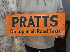 VINTAGE PRATTS 'ON TOP IN ALL ROAD TESTS' PORCELAIN SIGN CAR GAS OIL TRUCK 16