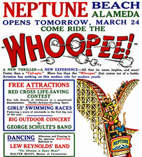 VINTAGE NEPTUNE BEACH AMUSEMENT PARK AD MAGNET – ALAMEDA CALIFORNIA 1929 picture
