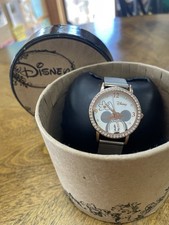 Disney Minnie Mouse Watch. MK2255. Unworn. Stainless Band Rhinestone Bezel. Box  picture