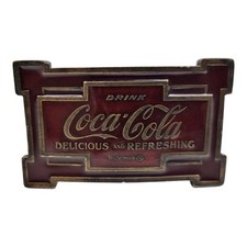Vintage Enamel Coca Cola Belt Buckle 1973 Bergamont Brass Works Metal 70s picture