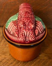  Vtg Secla Portugal Palissy-Style Majolica Lobster Tureen/Casserole Unused picture