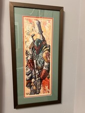 Boba Fett Art Print By Mike Maydak Framed Custom Brushed Bronze Triple Mat picture