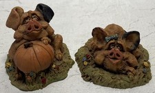 Vintage 1992 FRUMPS D&D Studios D Harris DURK & KAY Pig Figurine Country Harvest picture