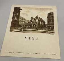 Vintage 1953 CGT Frenchline Paquebot Liberté Ships Menu picture