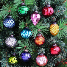 Indianshelf 12 Vintage Christmas Ornaments Multi Glass Christmas Balls Unique picture