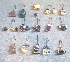 Vtg Miniature Wooden Christmas Ornaments Set of 15 picture