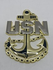 US Navy Chief Petty Officer 3 Inch Medallion Badge E-7 CPO ANCHOR USN Flat Back picture