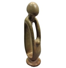 Abstract Contemporary Soapstone Carving Sculpture Statue Parent Embracing Child picture