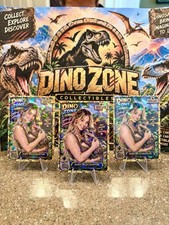 3 Pk Dino Zone Sydney Sweeney Cracked Ice Custom Novelty Baby Velociraptor Cards picture