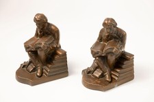 1930s NUART BRONZED METAL BOOKENDS ELBERT HUBBARD ROYCROFT ARTS & CRAFTS FOUNDER picture