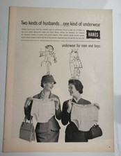 Vintage 1959 Hanes Underwear Print Ads Ephemera Art Decor picture