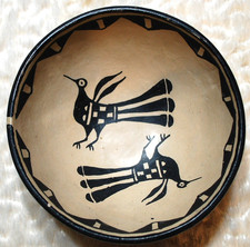 Early Cochiti Pottery Bowl with two beautiful painted Birds-ca. 1920-1930's picture