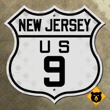 New Jersey US Route 9 road sign highway marker 1926 Cape May Newark NYC 16x16 picture