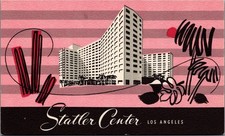 Vintage Statler Center Hotel Los Angeles CA Postcard Mid-Century Modern Art picture