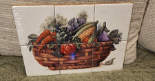 Vintage Banan Appeal 'Italian Harvest Primavera' 6 pc Basket Ceramic Mural (NEW) picture