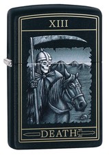Zippo Death Card Design Black Matte Windproof Pocket Lighter, 218-078381 picture