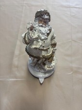 Santa Figurine 8” White, Ivory, Gold w/ Baby Christmas Holiday Decor READ picture