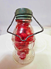 Vtg CLEAR GLASS Small LANTERN W/ CANDY, CANDY CONTAINER MINI- B7- READ picture