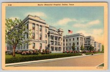 1943 BAYLOR MEMORIAL HOSPITAL DALLAS TEXAS WWII SOLDIER MESSAGE LINEN POSTCARD picture