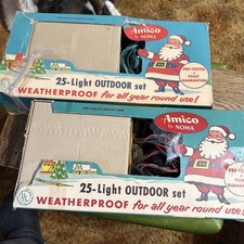 Vintage 2 Boxed Sets 50 Bulbs Amico By NOMA Christmas Lights Santa Holiday Gas picture