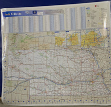 NEBRASKA State Road Wall Map Large 43 1/2 W x 38 1/2” Laminated Great Condition. picture