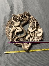 Indian/Warrior & Dragon Plaster Cast Carved Intricate Design Wall Decor Display picture