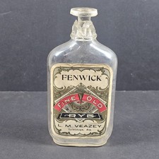 Fenwick Fine Old Rye Whiskey Bottle L.M. Veazey Sylacauga Ala Broken Bottle Top picture