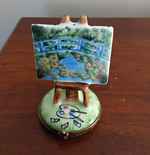 Limoges France Monet Easel Hand Painted Porcelain Trinket Box Signed picture