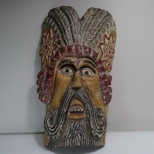 Rare 1930s Guerrero Mexico Barbón Ceremonial Dance Mask Polychrome Folk Art picture
