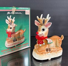 Vtg 1982 MR CHRISTMAS Porcelain RUDOLPH Rednosed Reindeer Music Flash Red Nose picture