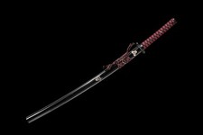 Black and red Handmade Katana Extra Sharp Spring Steel Unokubi-Zukuri picture