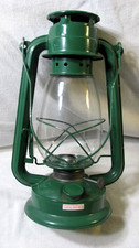 12 1/2 in Green Kerosene Oil Lantern Clear Globe Very Good Condion Unused