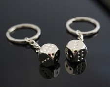2x PCS Lot - Dice Keychain Keyring Metal Car Bag Keychains Key Holder Gift picture