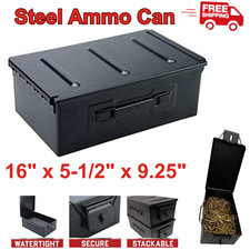 Heavy Duty Metal Ammo Can, Tactical Waterproof Lockable Ammo Crate, ( Black ) picture