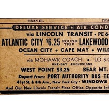 Lincoln Transit Bus Service Advertisement 1963 Atlantic City Ocean City DWDD17 picture