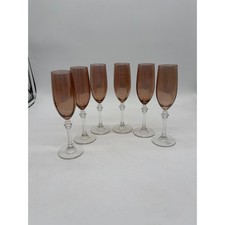 Vintage Purple Amethyst Champagne Flutes Optic Hand Blown Glass set of 6 picture