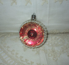 VTG German Glass Reflector Kaleidoscope Indent Rib Back Wired Christmas Ornament picture