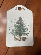 Vtg Christmas Nikko Holiday Tree Porcelain Plaque, snack cheese tray Country picture
