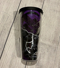 Marvel Black Panther 20 oz Plastic Travel Mug Tumbler w/ Lid Black Purple picture
