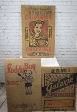 VTG Lot Of 3 CA Pin Up Lehr Bros Roddy Boy Galaxie Potato Burlap Sack Art USA picture