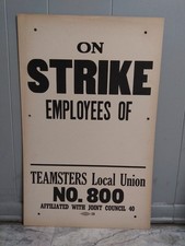 Vintage Picket Strike Sign Poster Pittsburgh 60's Letterpress  Teamsters 800 #1 picture