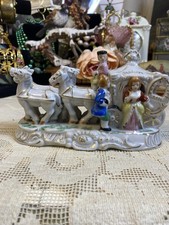 Vintage A-HI-ART Japan Porcelain Horse Drawn Carriage Figurine Hand Painted picture