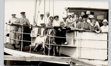 BOAT PASSENGERS ON DECK c1920s postcard germany real photo rppc picture